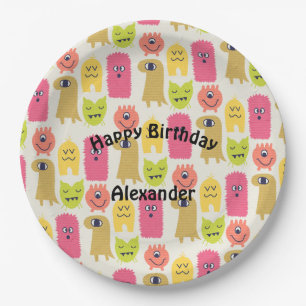 Plato De Papel Kawaii Monster Birthday Party Plate