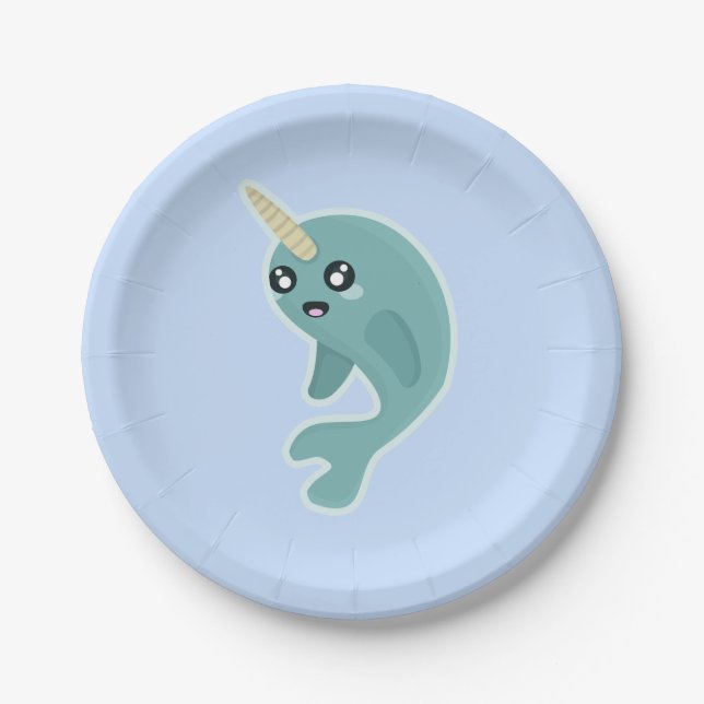 Plato De Papel Kawaii Narwhal (Anverso)