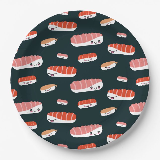 Plato De Papel Kawaii Otoro de comida japonesa Sushi Curte Summer (Anverso)