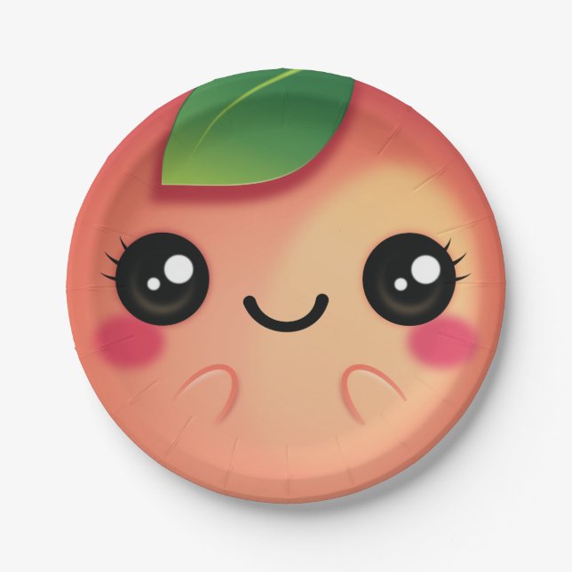 Plato De Papel Kawaii Peach (Anverso)