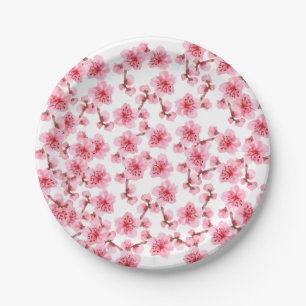 Plato De Papel kawaii pink cherry blossoms