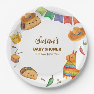 Plato De Papel Kawaii Rustic Fiesta Taco Bout A Baby Shower