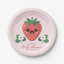 Plato De Papel Kawaii Strawberry Baby Shower