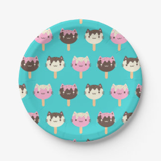 Plato De Papel Kawaii Summer Ice Lolly Popsicle Cats