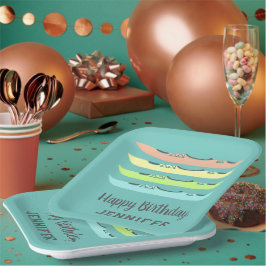 Plato De Papel Kayaks de color pastel sobre personalismo Verde az