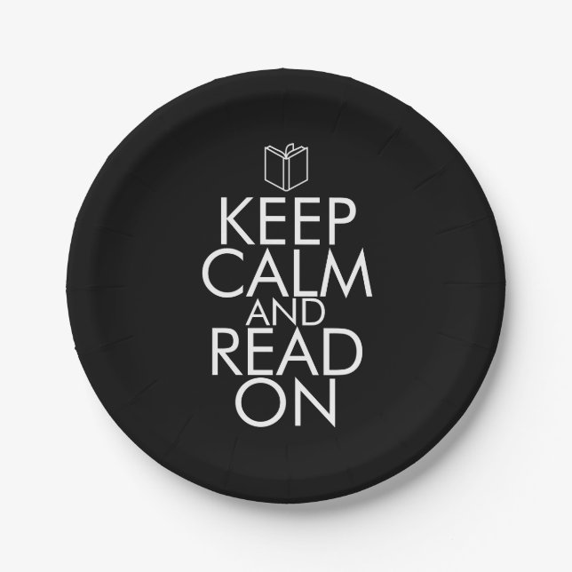 PLATO DE PAPEL KEEP CALM AND READ ON (Anverso)
