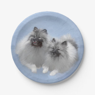 Plato De Papel Keeshond Pair de Kees pintura animal original