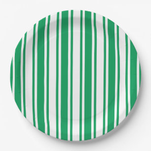Plato De Papel Kelly rayas de caramelo verde y blanco