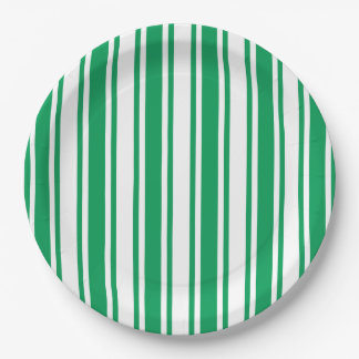 Plato De Papel Kelly rayas de caramelo verde y blanco