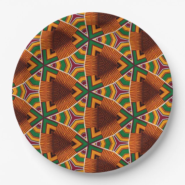 Plato De Papel Kente Geométricos Kwanzaa Afrocentrismo (Anverso)