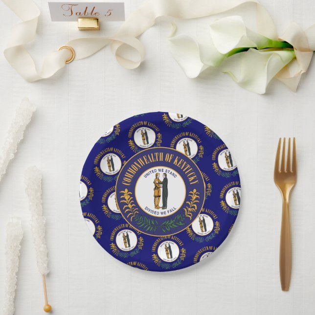 Plato De Papel Kentuckian Flag & Seal, Kentucky (Boda)