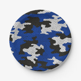 Plato De Papel Kentucky Blue White Classic Camo Pattern