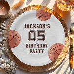 Plato De Papel Kids Basketball Watercolor Birthday Party<br><div class="desc">Placas de papel de cumpleaños para niños de básquetbol</div>