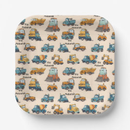 Plato De Papel Kids Construction Vehicle Paper Plates Trucks