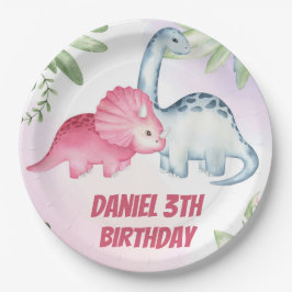 Plato De Papel Kids Dinosaur 3er Fiesta de cumpleaños