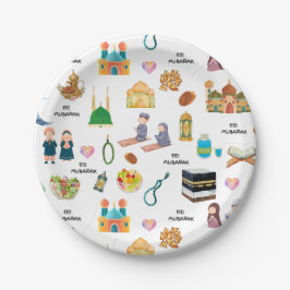 Plato De Papel Kids Eid Mubarak Paper Plates – Colourful Islamic 