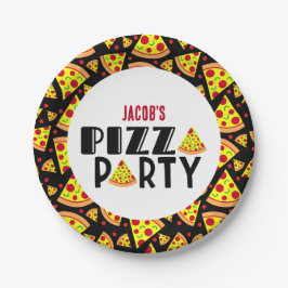 Plato De Papel Kids Pizza Birthday Party Custom Name
