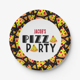 Plato De Papel Kids Pizza Birthday Party Custom Name