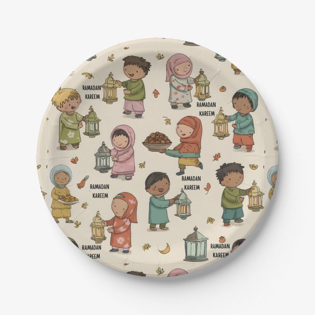 Plato De Papel Kids Ramadan Kareem Paper Plates – Islamic Party (Anverso)