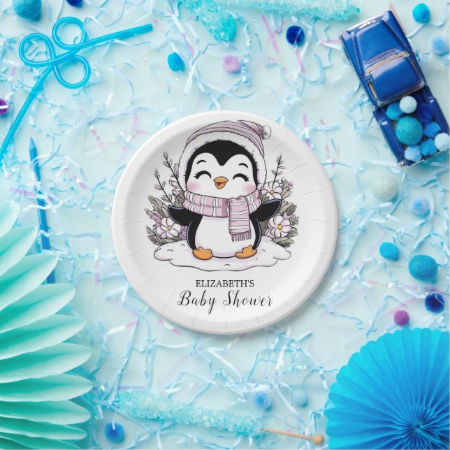 Plato De Papel Kids Snow Penguin Baby Shower (Fiesta)