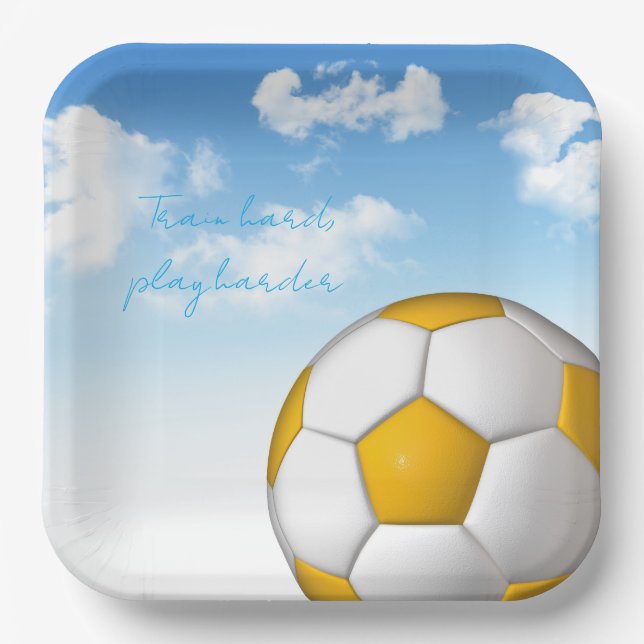 Plato De Papel Kids Soccer Ball Sky Illustration (Anverso)