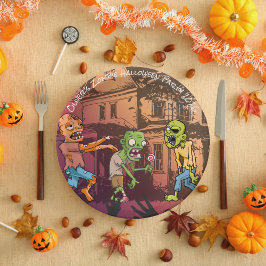 Plato De Papel Kids Zombie Halloween Plate de papel