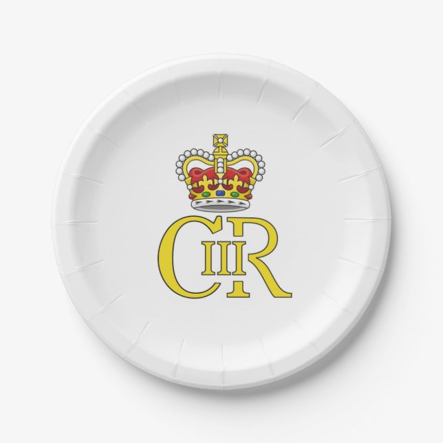 Plato De Papel King Charles III Placa de papel del Reino Unido -  (Anverso)