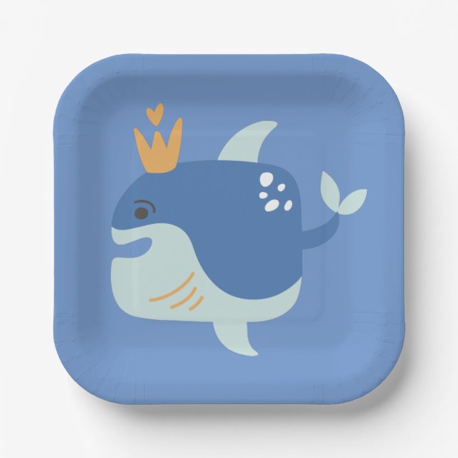 Plato De Papel King Whale Sea Animales Niños Fiesta Placa de pape (Anverso)