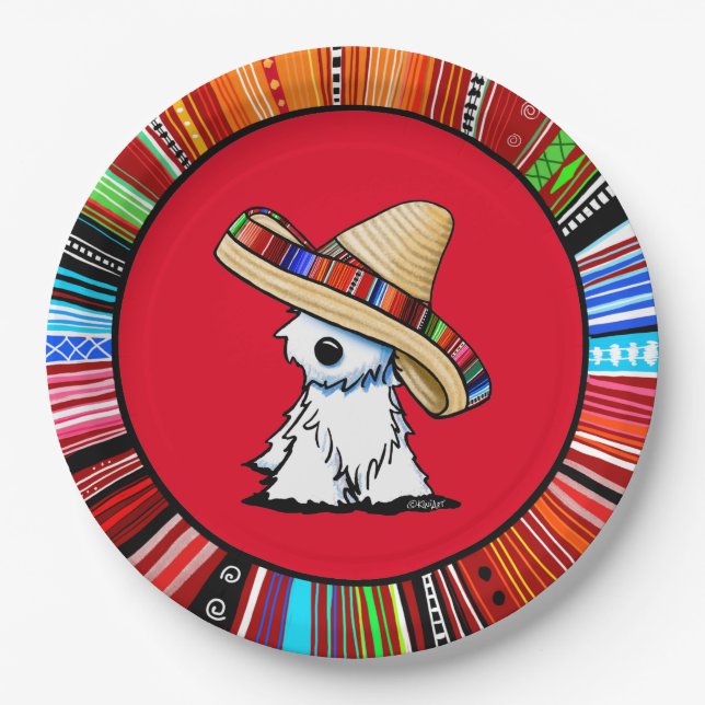 Plato de papel KiniArt Fiesta Westie (Anverso)