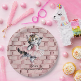 Plato De Papel Kitten Ballerina Girl Birthday Party Paper Plates