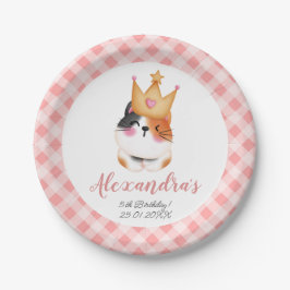 Plato De Papel Kitten Meow Chica de la Corona Rosa Kitty Cat Cump
