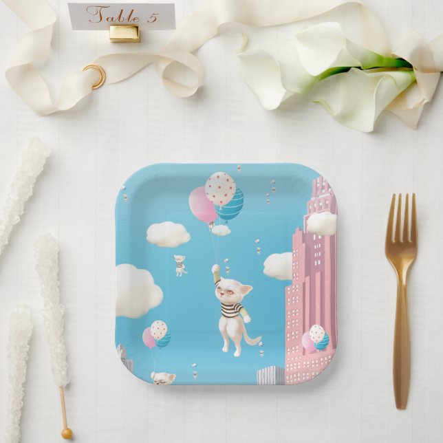 Plato De Papel Kittens Bound (Boda)