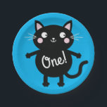 Plato De Papel Kitty Cat Kids Birthday Cute<br><div class="desc">¡Este adorablemente lindo y colorido gato de gatito personalizado está aquí para ayudar a tu pequeño a celebrar su primera fiesta de cumpleaños o un cumpleaños a cualquier edad! ¡Perfecto para un niño o chica que ama a los gatos gatos gatos!</div>