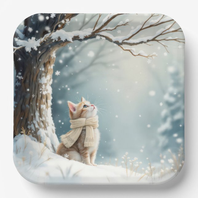 Plato De Papel Kitty Watts Snowflakes (Anverso)