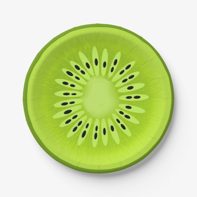 Plato De Papel Kiwi Estilizado Rebanado De Frutas (Anverso)