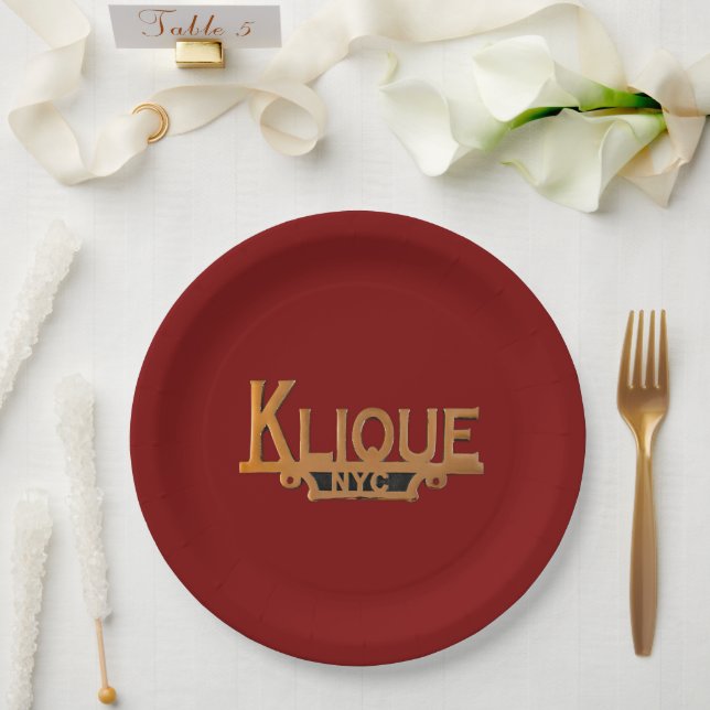 Plato De Papel KLIQUE PLAQUE Car Club Placa de papel (Boda)