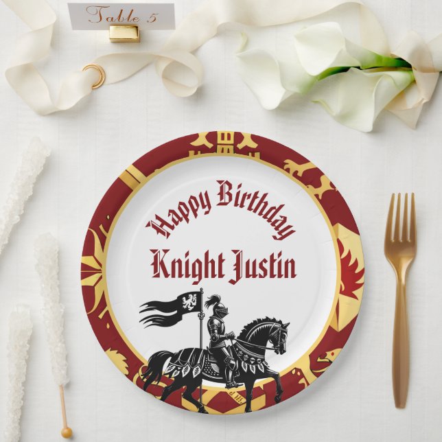 Plato De Papel Knight of the Kings Court Medieval Birthday (Boda)