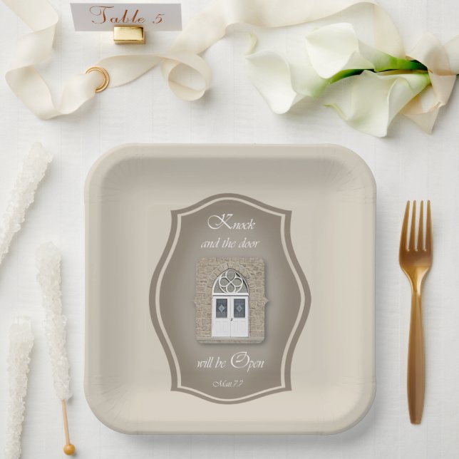 Plato De Papel Knock y la puerta se abrirán - Placa de papel (Boda)