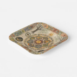 Plato De Papel Knotwork celta y Sun Symbols Litha