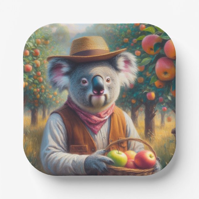 Plato De Papel Koala Apple Orchard (Anverso)