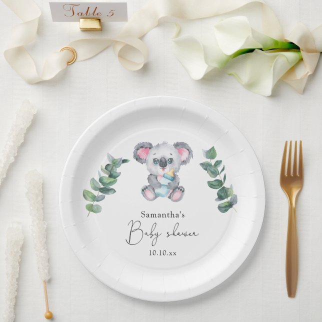 Plato De Papel Koala Bear Baby Shower (Boda)
