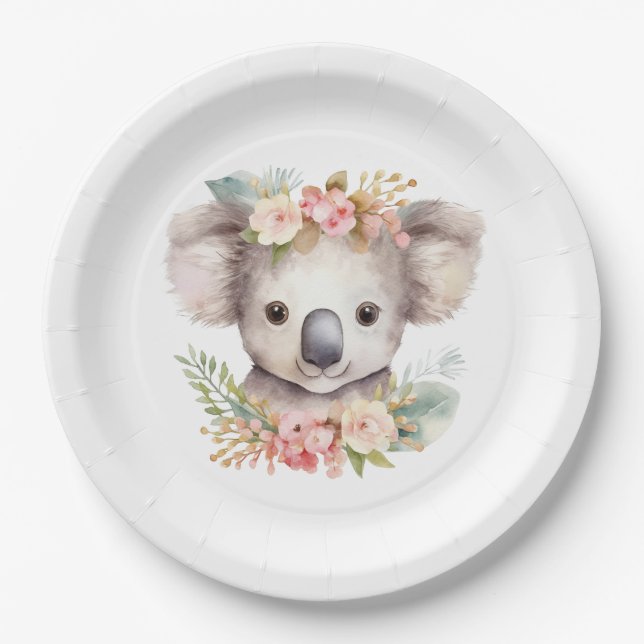 Plato De Papel Koala Bear cute birthday (Anverso)