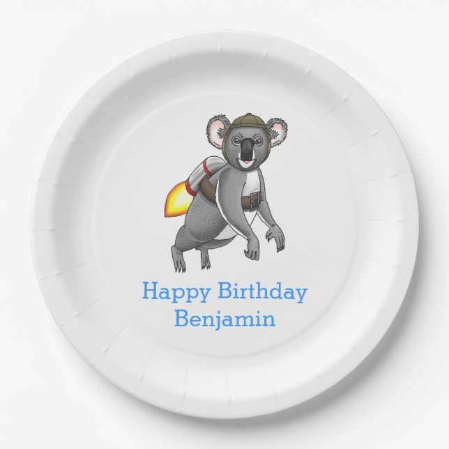 Plato De Papel Koala Cohete (Anverso)
