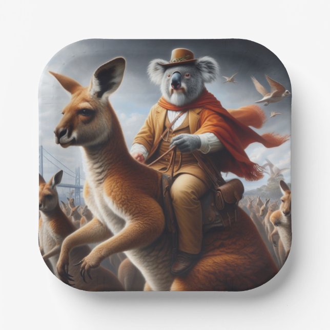 Plato De Papel Koala Kangaroo Rider (Anverso)