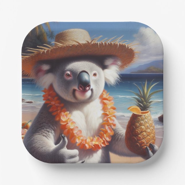 Plato De Papel Koala Luau (Anverso)