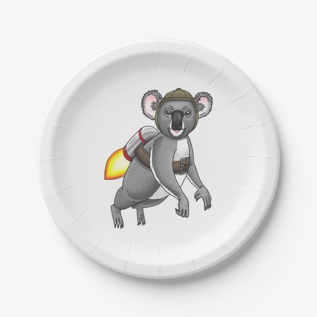 Plato De Papel Koala Oso Cohete (Anverso)