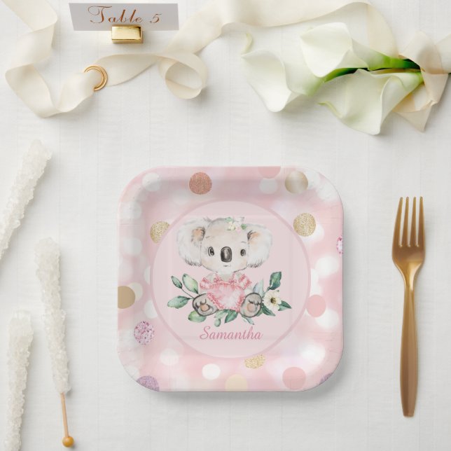 Plato De Papel koala personalizada (Boda)