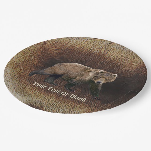 Plato De Papel Kodiak Bear En Caribou Fur (Angular)