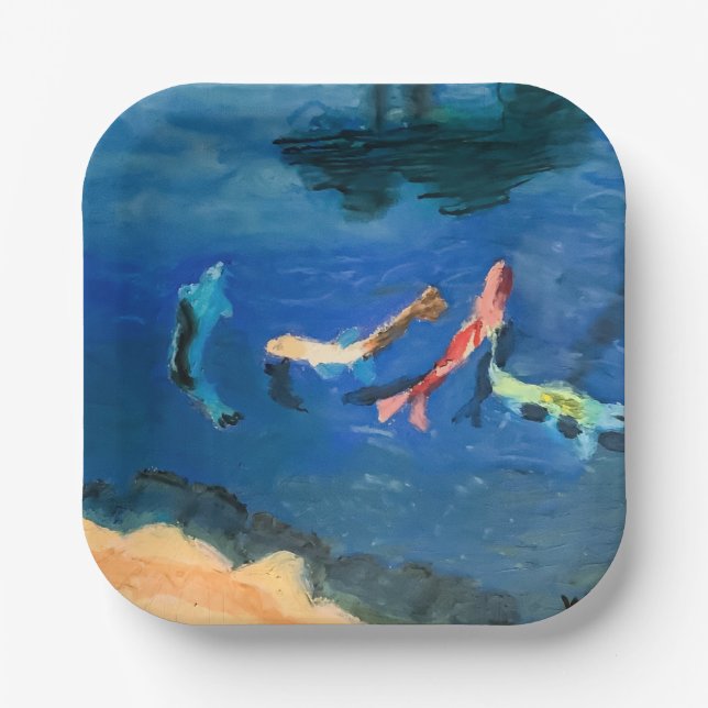 Plato De Papel Koi Pond (Anverso)