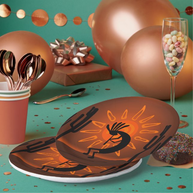 Plato De Papel Kokopelli Sun Bronzed Sunset 9" (Multi)